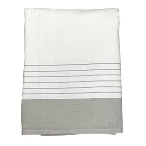 New Dream at Home by Peacock Alley White and Gray Striped Beach Towel